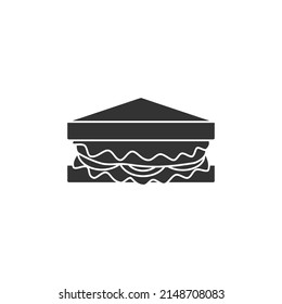 Icono de sándwich vectorial al estilo de la silueta. El icono de la ilustración vectorial se puede usar para una aplicación de comida o restaurante, sitio web o parte del logo de un restaurante.