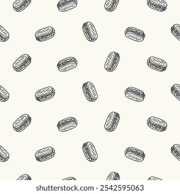 vector sandwich repeated pattern design, seamless pattern of sandwich, food background