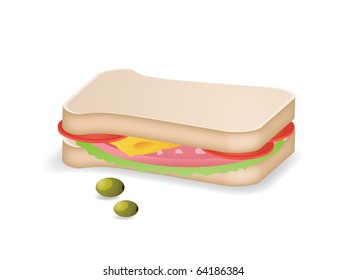 Vector sandwich and two olives