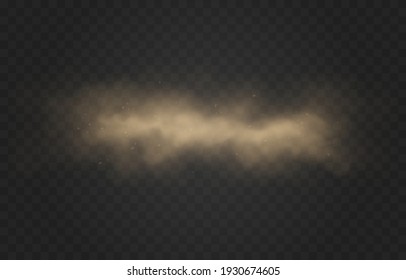 Vector Sandy Dust Cloud. Clouds With Dust Particles. Sandstorm On An Isolated Transparent Background..