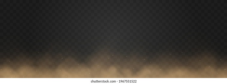 Vector Sandy Dust Cloud. Clouds With Dust Particles. Sandstorm On An Isolated Transparent Background. PNG.