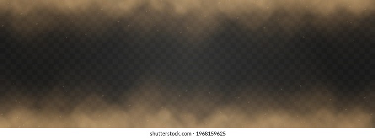 Vector Sandy Dust Cloud. Clouds With Dust Particles. Sandstorm On An Isolated Transparent Background. PNG.