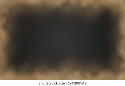 Vector Sandy Dust Cloud. Clouds With Dust Particles. Sandstorm On An Isolated Transparent Background. PNG.