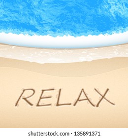Vector sandy sea beach. Summer relax set.