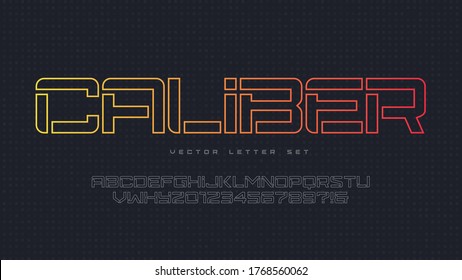 Vector sans serif urban rounded stencil letter set, cropped alphabet.
