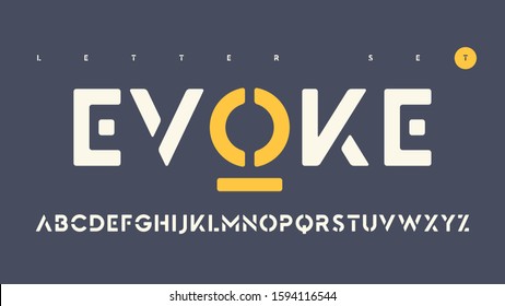 Vector sans serif urban stencil rounded letter set, cropped alphabet.