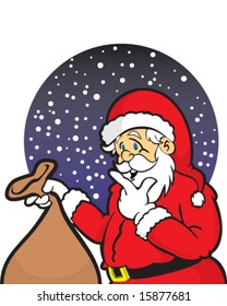 vector Santa with bag