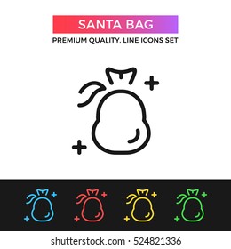 Vector Santa bag icon. Christmas gifts concept. Premium quality graphic design. Modern signs, outline symbols collection, simple thin line icons set for websites, web design, mobile app, infographics