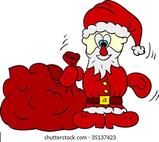 vector - Santa with bag isolated on background