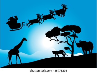 vector Santa Claus in Africa