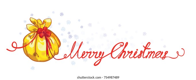 Vector Santa Claus bag with gifts with Merry Christmas text