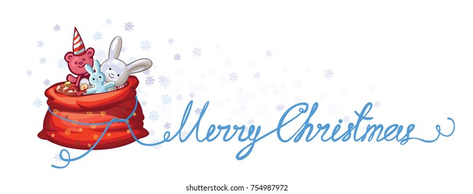 Vector Santa Claus bag with gifts with Merry Christmas text