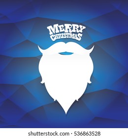 vector Santa claus with beard on blue polygonal background. Christmas hipster poster for party or greeting card. Santa Hipster Claus. vector merry christmas art design background.