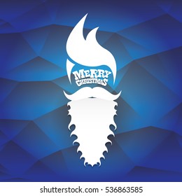 vector Santa claus with beard on blue polygonal background. Christmas hipster poster for party or greeting card. Santa Hipster Claus. vector merry christmas art design background.