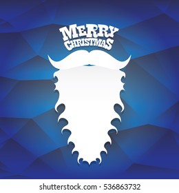 vector Santa claus with beard on blue polygonal background. Christmas hipster poster for party or greeting card. Santa Hipster Claus. vector merry christmas art design background.