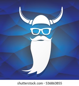 vector Santa claus with beard on blue polygonal background. Christmas hipster poster for party or greeting card. Santa Hipster Claus. vector merry christmas art design background.