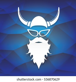 vector Santa claus with beard on blue polygonal background. Christmas hipster poster for party or greeting card. Santa Hipster Claus. vector merry christmas art design background.