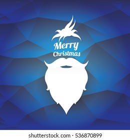 vector Santa claus with beard on blue polygonal background. Christmas hipster poster for party or greeting card. Santa Hipster Claus. vector merry christmas art design background.