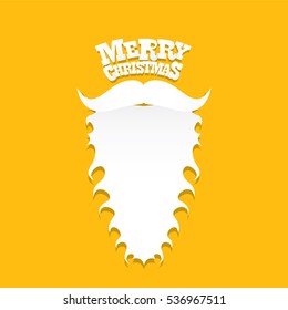 vector Santa claus with beard on orange background. Christmas hipster poster for party or greeting card. Santa Hipster Claus. vector merry christmas art design background.