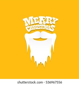 vector Santa claus with beard on orange background. Christmas hipster poster for party or greeting card. Santa Hipster Claus. vector merry christmas art design background.