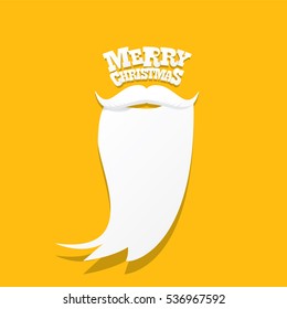 vector Santa claus with beard on orange background. Christmas hipster poster for party or greeting card. Santa Hipster Claus. vector merry christmas art design background.