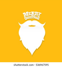 vector Santa claus with beard on orange background. Christmas hipster poster for party or greeting card. Santa Hipster Claus. vector merry christmas art design background.