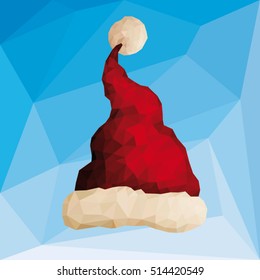 Vector Santa Claus cap low poly illustration