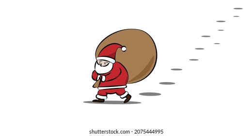 Vector santa claus carrying a bag .vector illustration to decorate. 