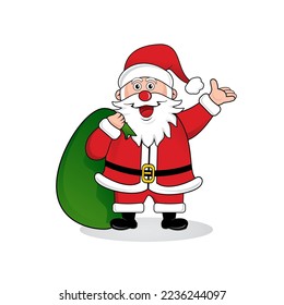 vector Santa Claus cargando una bolsa de regalos