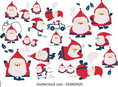 vector - Santa Claus cartoon in some funny situations