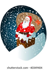 vector Santa Claus in a chimney