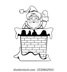 Vektor Santa Claus Chimney Cartoon Illustration einzeln