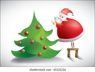 vector santa claus with christmas tree