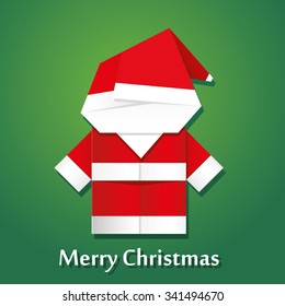 Vector. Santa Claus. Color card. Green background. Format eps10.