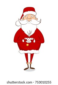 Vector Santa Claus with cup of coffee or tea isolated on white background. Merry Christmas