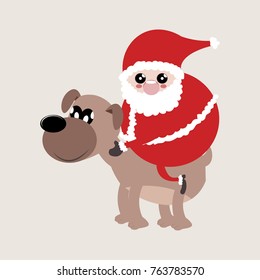 vector santa claus with cute dog