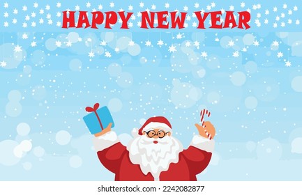 Vector with santa claus with decoration ornaments on blue background