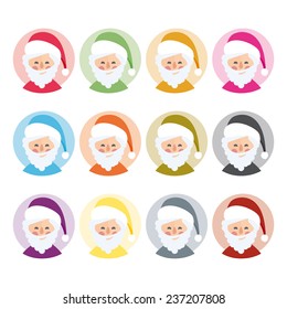 vector santa claus in different colors 