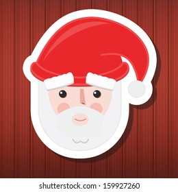 Vector Santa Claus Face on Wooden Background