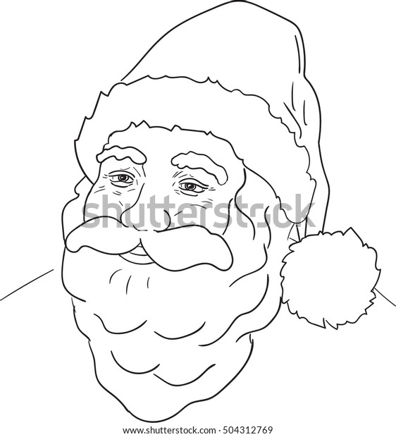 Vector Santa Claus Face Outline Stock Vector Royalty Free 504312769