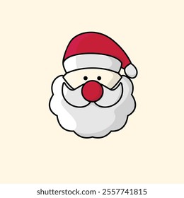 vector santa claus face with red nose