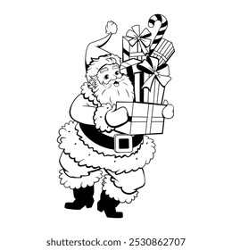 Vector Santa Claus Gift Present Cartoon Illustration Isolated