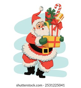 Vector Santa Claus Gift Present Cartoon Illustration Isolated
