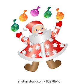 vector santa claus with gifts.isolated character illustration