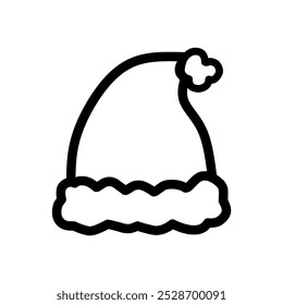 Vector Sombrero de Santa Claus Estilo de línea dibujado a mano, Ilustración de sombrero de Navidades, Icono de sombrero de gorro de Navidades de Santa Claus, Icono de arte de línea de sombreros