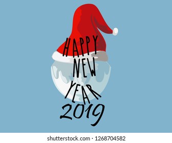 Vector of Santa Claus hat with happy new year greeting text,christmas hat .  Vector illustration. 