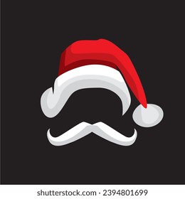 Vector santa claus hat and mustache without face
