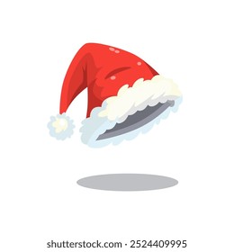 Vector Santa Claus hat with white trim and pom-pom on a white background. Perfect for holiday and Christmas designs