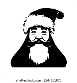 Vector of Santa Claus head design logo template. flat style design. good for company logo. A santa claus with a beard and mustache on a white background 