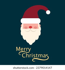 Vector Santa Claus head face portrait with lettering. Simple shapes